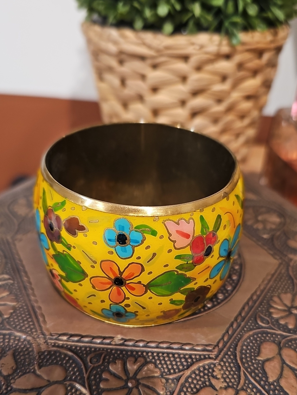 Yellow Floral Vintage Bangle